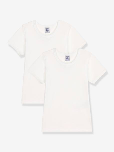 Lot 2 t-shirts manches courtes blanc - vertbaudet enfant 