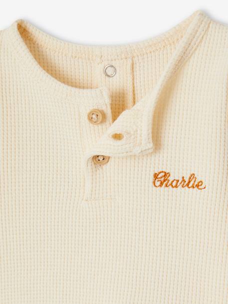 Ensemble naissance 3 pièces tee-shirt personnalisable legging bonnet écru - vertbaudet enfant 