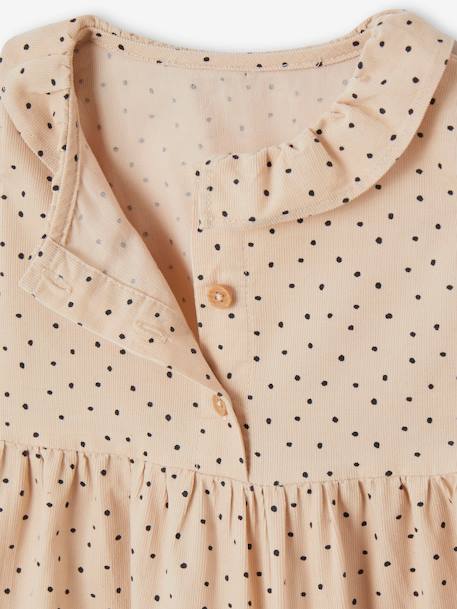 Robe à collerette en velours milleraies bébé beige+vert sapin - vertbaudet enfant 