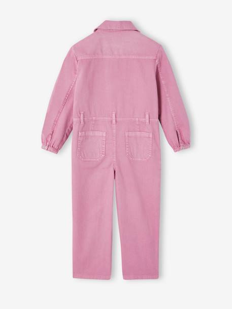 Combinaison longue en toile garment dyed fille vieux rose - vertbaudet enfant 