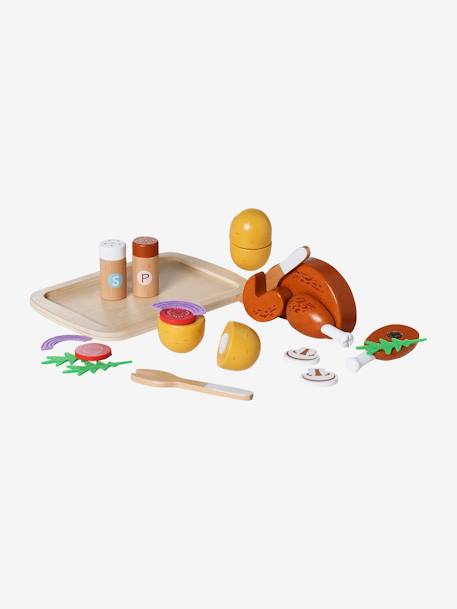Poulet rôti et accessoires en bois FSC® jaune - vertbaudet enfant 