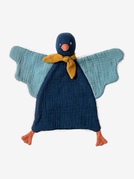 Doudou oiseau bi-matière personnalisable avec mallette bleu+rose - vertbaudet enfant 