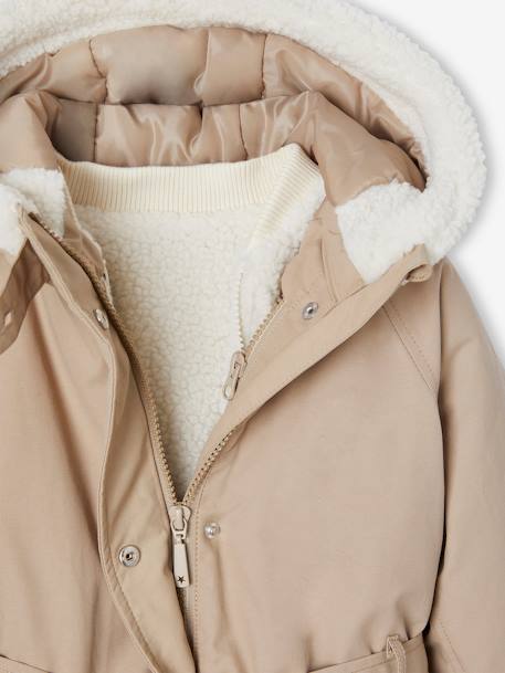 Parka à capuche 3 en1 fille taupe - vertbaudet enfant 