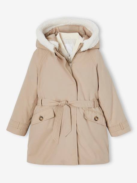 Parka à capuche 3 en1 fille taupe - vertbaudet enfant 