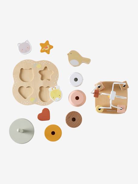 Coffret 3 jeux d'éveil SAVANIA en bois FSC® rose - vertbaudet enfant 