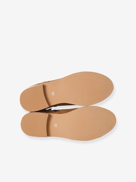 Boots enfant fille cuir zippées camel+noir - vertbaudet enfant 