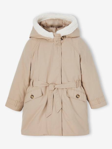 Parka à capuche 3 en1 fille taupe - vertbaudet enfant 