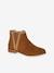 Boots enfant fille cuir zippées camel+noir - vertbaudet enfant 