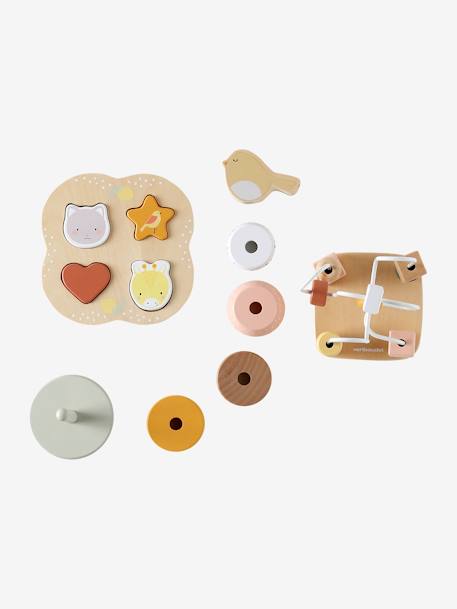 Coffret 3 jeux d'éveil SAVANIA en bois FSC® rose - vertbaudet enfant 