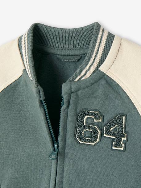 Cardigan style teddy bébé zippé en molleton bleu nuit+vert - vertbaudet enfant 