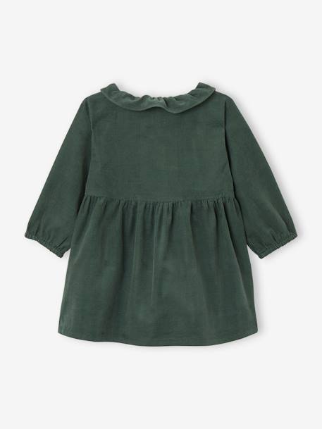 Robe à collerette en velours milleraies bébé beige+vert sapin - vertbaudet enfant 
