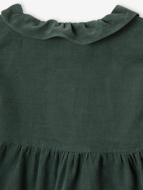 Robe à collerette en velours milleraies bébé beige+vert sapin - vertbaudet enfant 