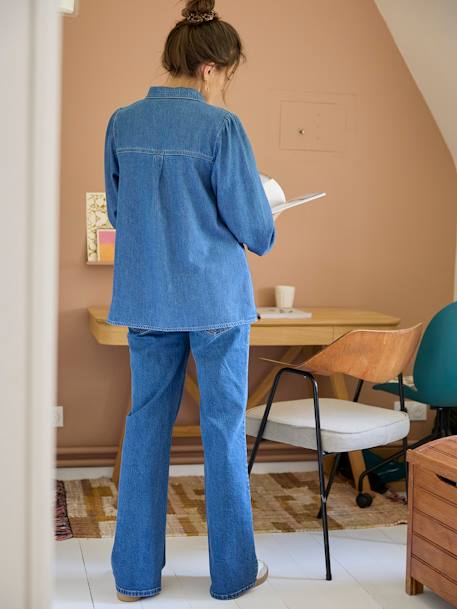 Wijde zwangerschapsjeans GRIS FONCE UNI+ongewassen denim - vertbaudet enfant 