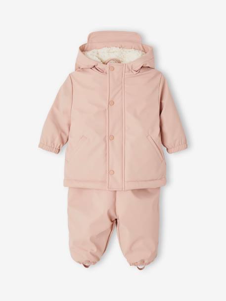 Ensemble manteau + salopette de pluie bébé rose poudré - vertbaudet enfant 