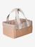 Panier de rangement 2 compartiments bleu grisé+écru+rose imprimé - vertbaudet enfant 