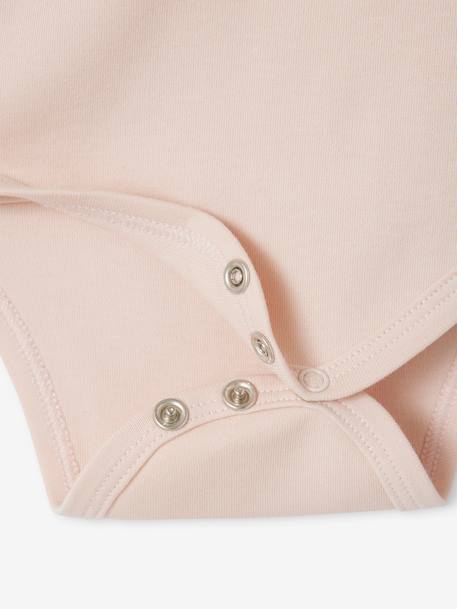 Lot 5 bodies 'coeur' manches longues ouverture naissance bébé en coton bio rose pâle - vertbaudet enfant 