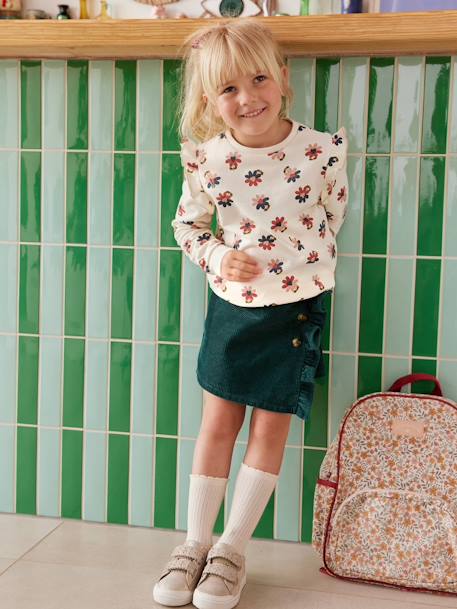 Jupe-short fille en velours effet portefeuille bleu canard+rose+rouge+vert anglais+vieux rose - vertbaudet enfant 