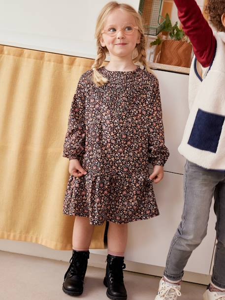 Robe à volant motifs fleurs fille rose imprimé - vertbaudet enfant 