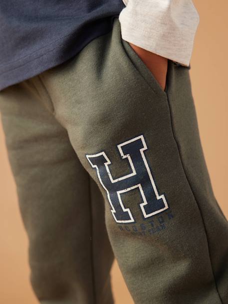 Sport joggingbroek van molton jongens korstmos+marineblauw - vertbaudet enfant 