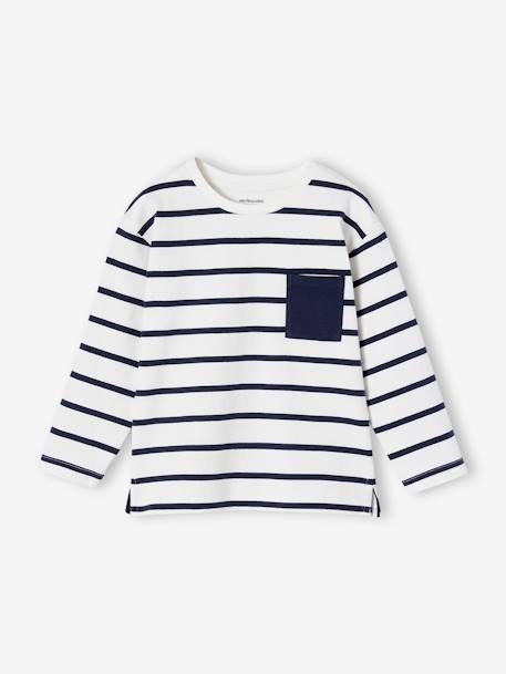 T-shirt rayé garçon personnalisable écru - vertbaudet enfant 