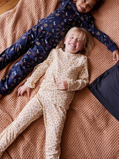 Lot de 2 pyjamas fille en côtes beige - vertbaudet enfant 