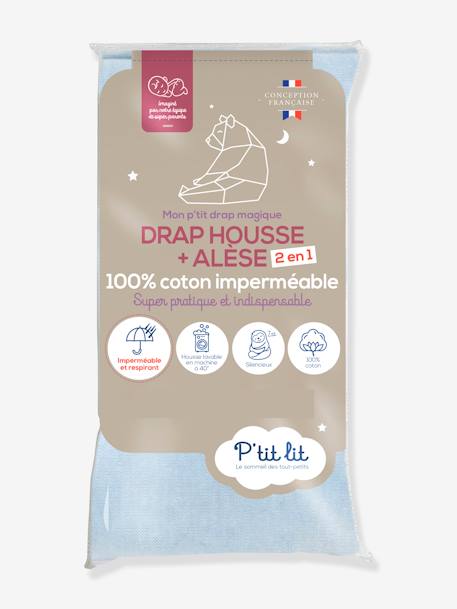 Drap magique 2 en 1 : drap-housse / alèse P'TIT LIT gris - vertbaudet enfant 