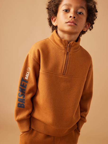 Garçon-Sweat col camionneur sport garçon motif basket sur manche