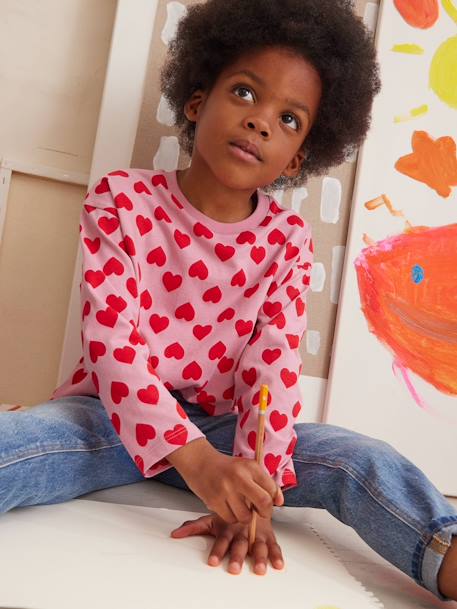 Tee-shirt fille manches longues vieux rose - vertbaudet enfant 
