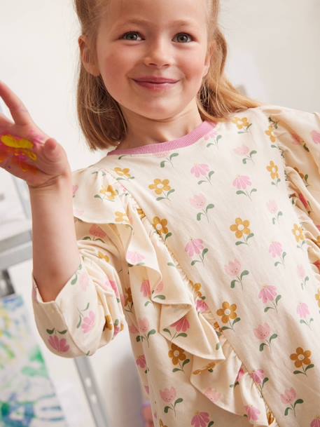 T-shirt à volants manches longues fille vanille - vertbaudet enfant 