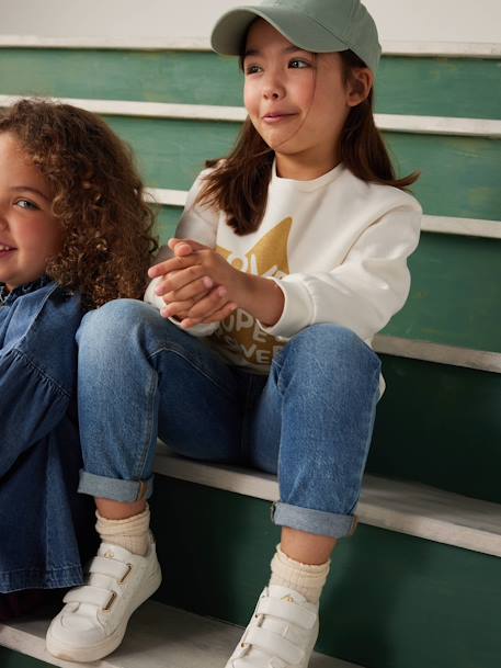 Sweat fille motif imprimé encre+vanille+vert de gris - vertbaudet enfant 