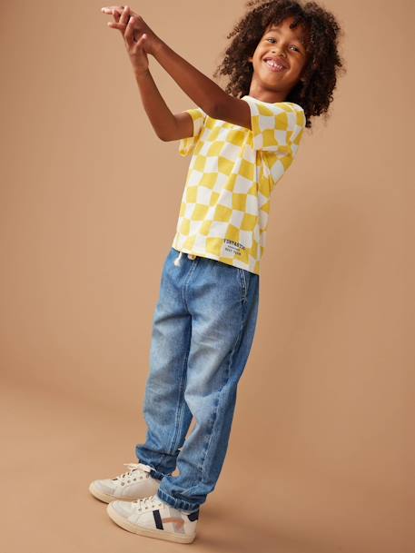 Wijde jongensbroek, eenvoudig aan te trekken gebleekt denim+grijs+ongewassen denim+stone+zwart denim - vertbaudet enfant 