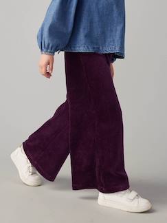 -Pantalon fille large en velours 