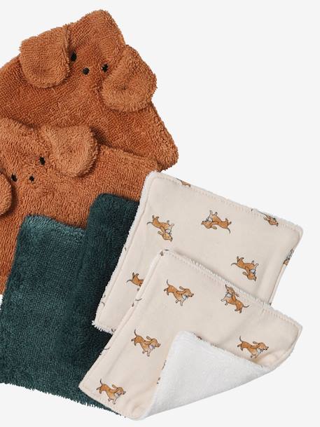 Lot 6 lingettes lavables bleu grisé+moka+noisette - vertbaudet enfant 