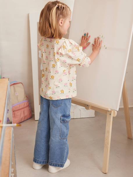 T-shirt à volants manches longues fille vanille - vertbaudet enfant 
