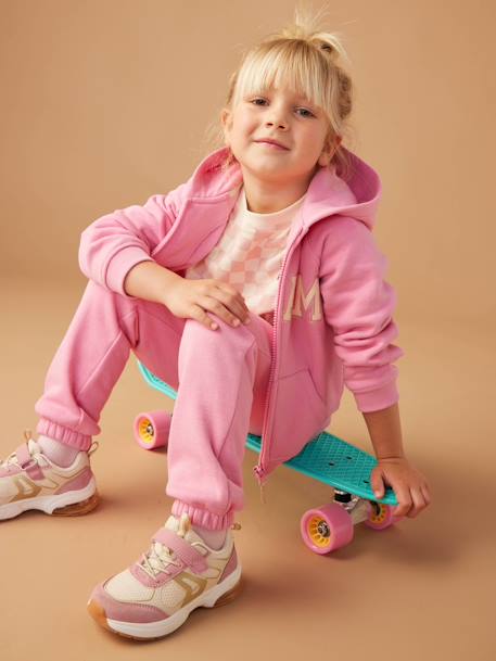 Pantalon jogging en molleton fille ceinture paperbag rose bonbon - vertbaudet enfant 