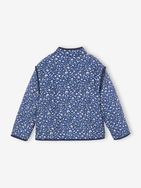 Veste à fleurs matelassée doublée sherpa fille bleu imprimé - vertbaudet enfant 