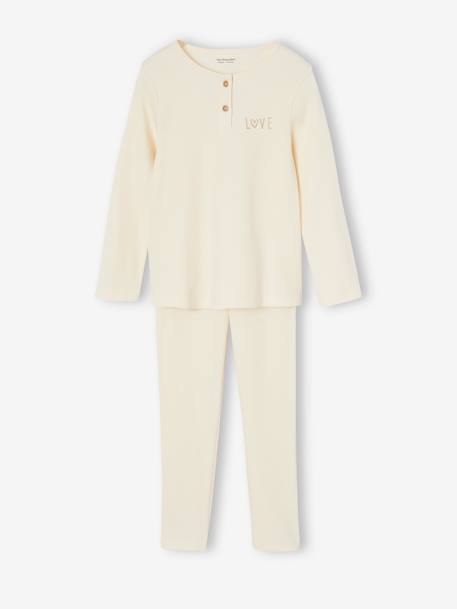 Lot de 2 pyjamas fille en côtes beige - vertbaudet enfant 
