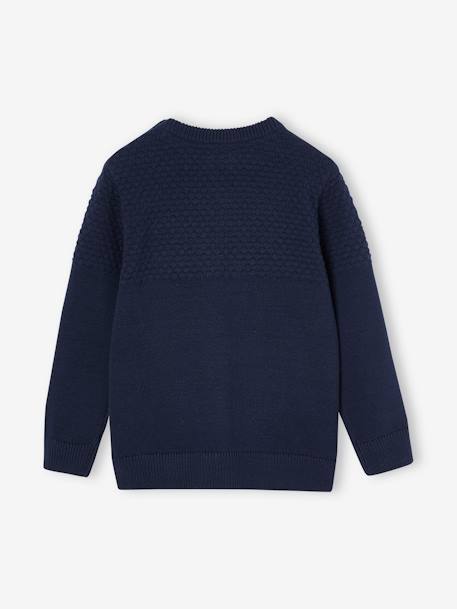 Pull garçon maille fantaisie blanc chiné+bleu nuit - vertbaudet enfant 