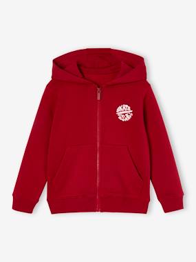 VERTBAUDET Sweat Zippé à Capuche Garçon Rayures Animation - Beige Chiné 10A