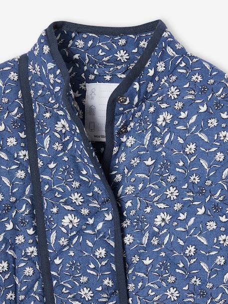 Veste à fleurs matelassée doublée sherpa fille bleu imprimé - vertbaudet enfant 