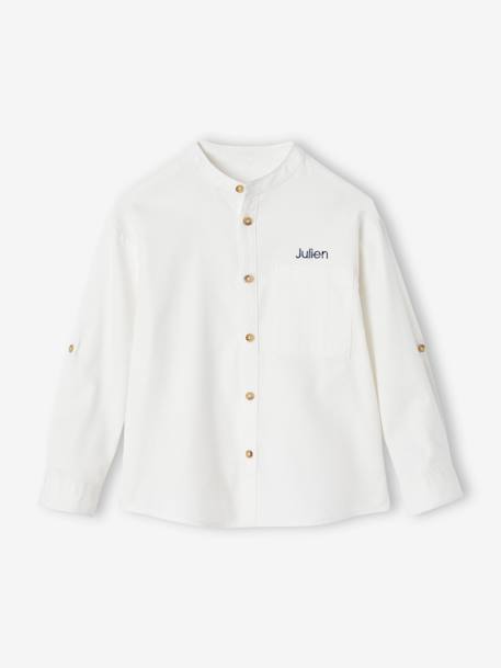 Chemise flanelle col Mao garçon écru - vertbaudet enfant 