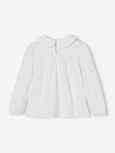 T-shirt blouse en broderie anglaise fille manches longues écru+marine+olive - vertbaudet enfant 