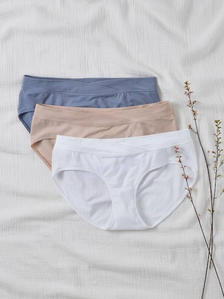 Lot de 3 shorties de grossesse sans coutures en microfibre bleu grisé+Lot de 3 Noir/ gris/ blanc+rose pâle - vertbaudet enfant 