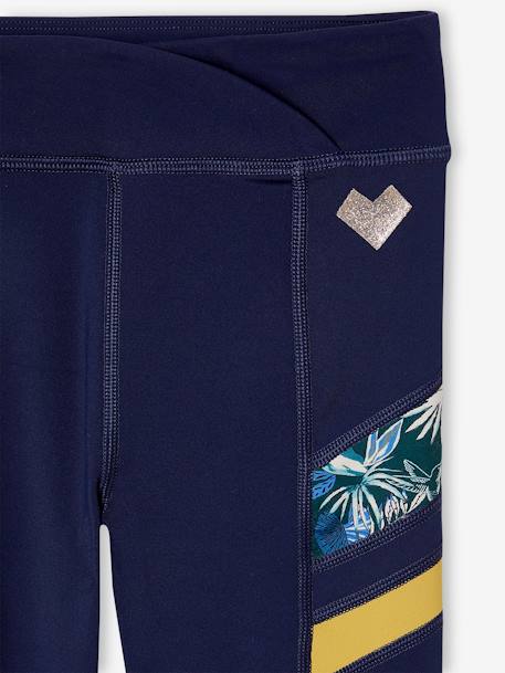 Legging sport matière technique fille bandes côtés fantaisie bleu nuit - vertbaudet enfant 