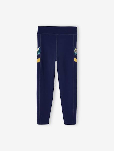 Legging sport matière technique fille bandes côtés fantaisie bleu nuit - vertbaudet enfant 