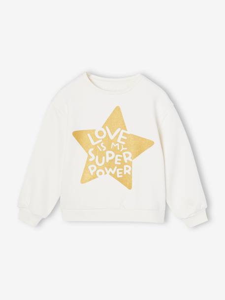 Sweat fille motif imprimé encre+vanille+vert de gris - vertbaudet enfant 