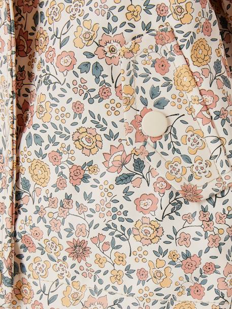 Ciré à capuche bébé fille imprimé fleurs et doublé bleu nuit+rose imprimé - vertbaudet enfant 