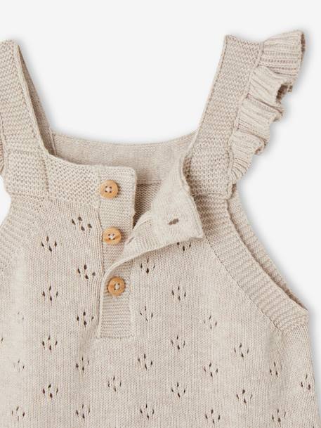 Tuinbroek van tricot baby's met schouderbandje en ruches gemêleerd beige - vertbaudet enfant 