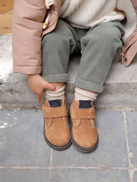 Boots en cuir scratchées bébé camel - vertbaudet enfant 