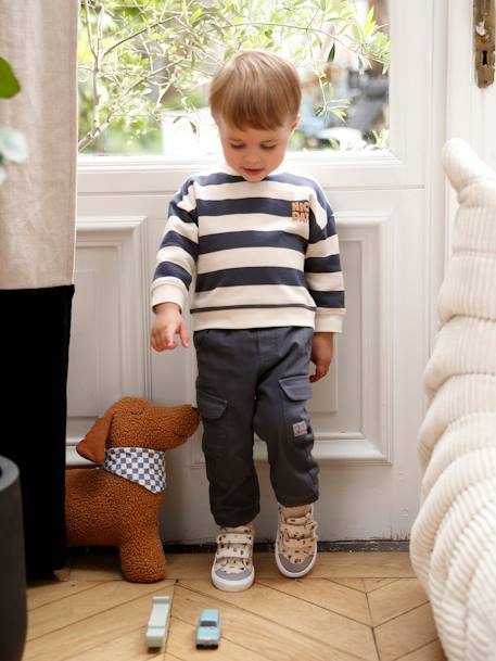 Ensemble sweat rayé + pantalon battle bébé garçon bleu ardoise - vertbaudet enfant 